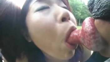 Canine and female outdoor porn