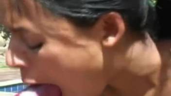 Hispanic babe with a hot booty, complete outdoor butt fucking with the canine