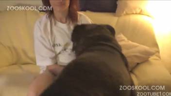 Curvaceous woman with a beast fetish aggressively pounded by an enormous dog
