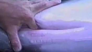 Dude finger-fucking a dolphin's tight little pussy