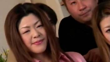 Two sexy Asian babes get pounded by a well-endowed dog