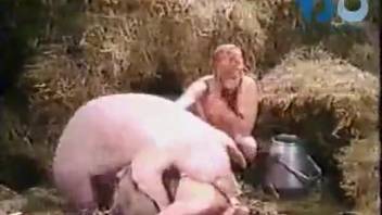 Pale chick gets fucked by a pretty-looking pig