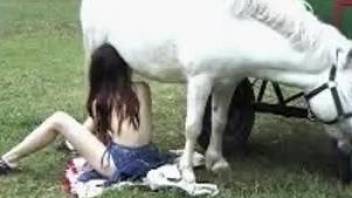 Outdoor video with a cock-crazed country girl