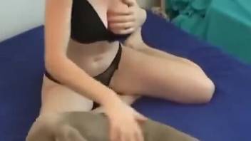 Big boobies zoophile lets this dog screw her savagely