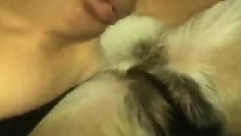 Tight pussy babe impales herself on a dog's dong