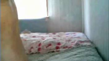 Ebony and ivory pooch performs pussy licking in the bedchamber